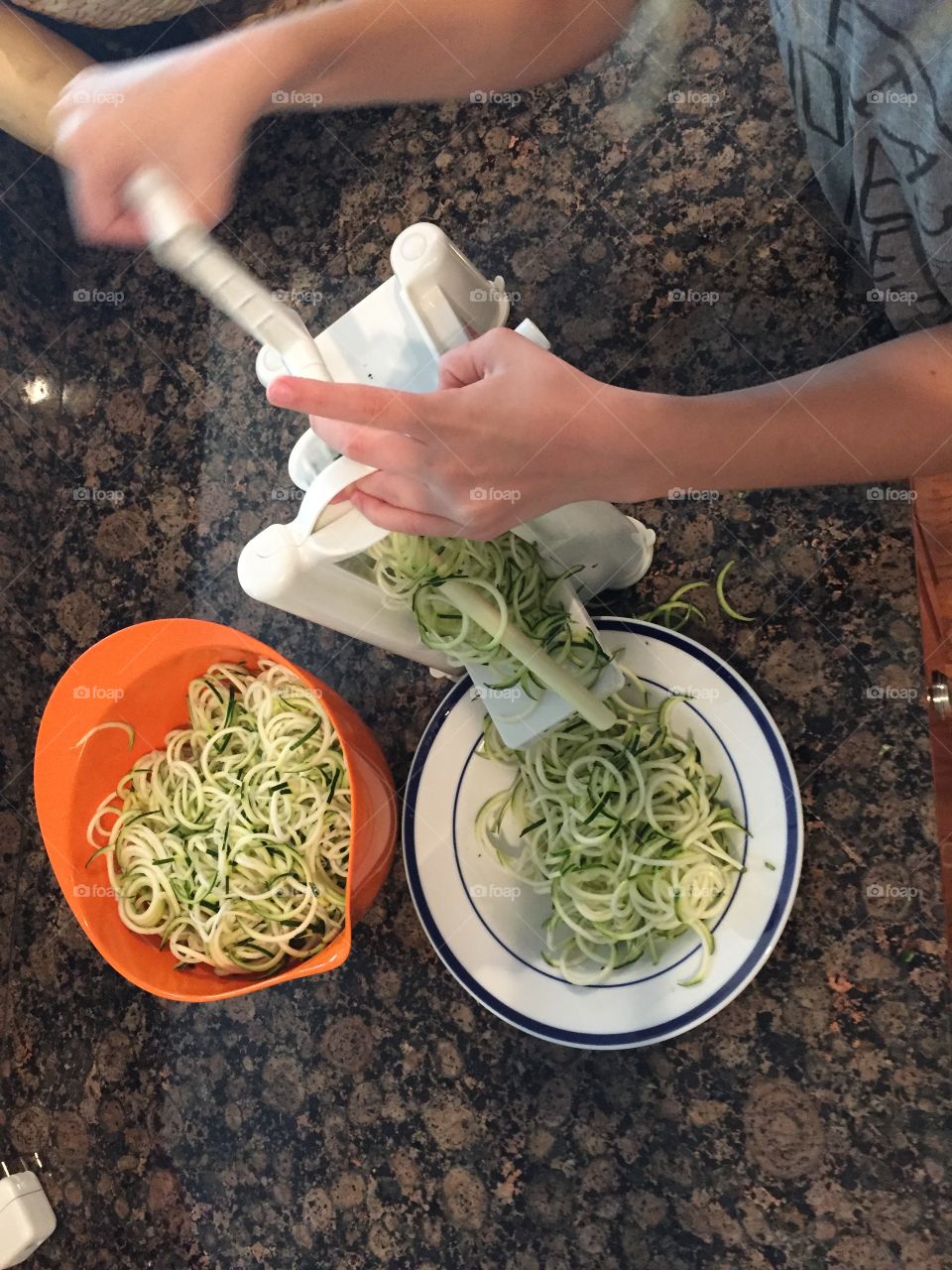 Learning to make zucchini noodles is fun!