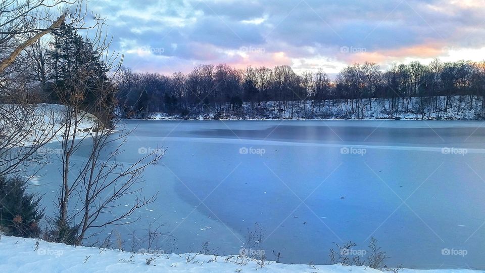frozen-over lake