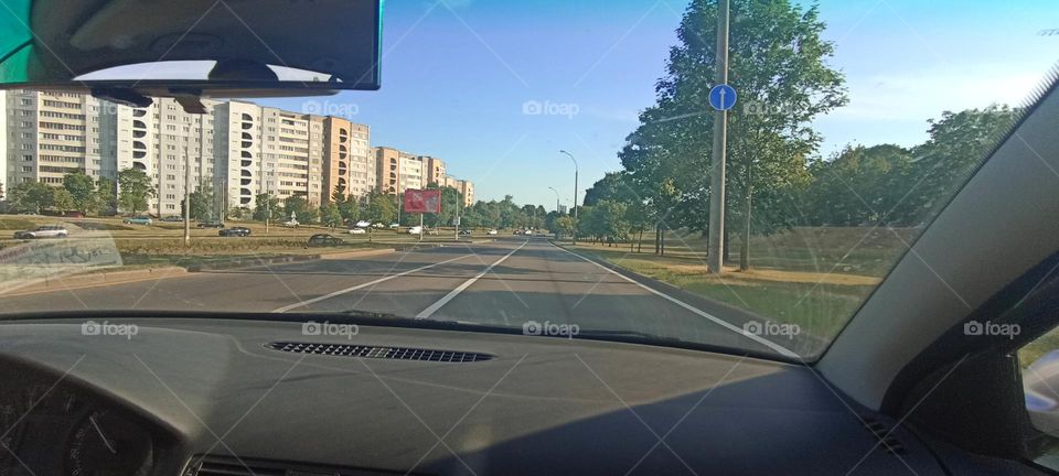 car window view street road