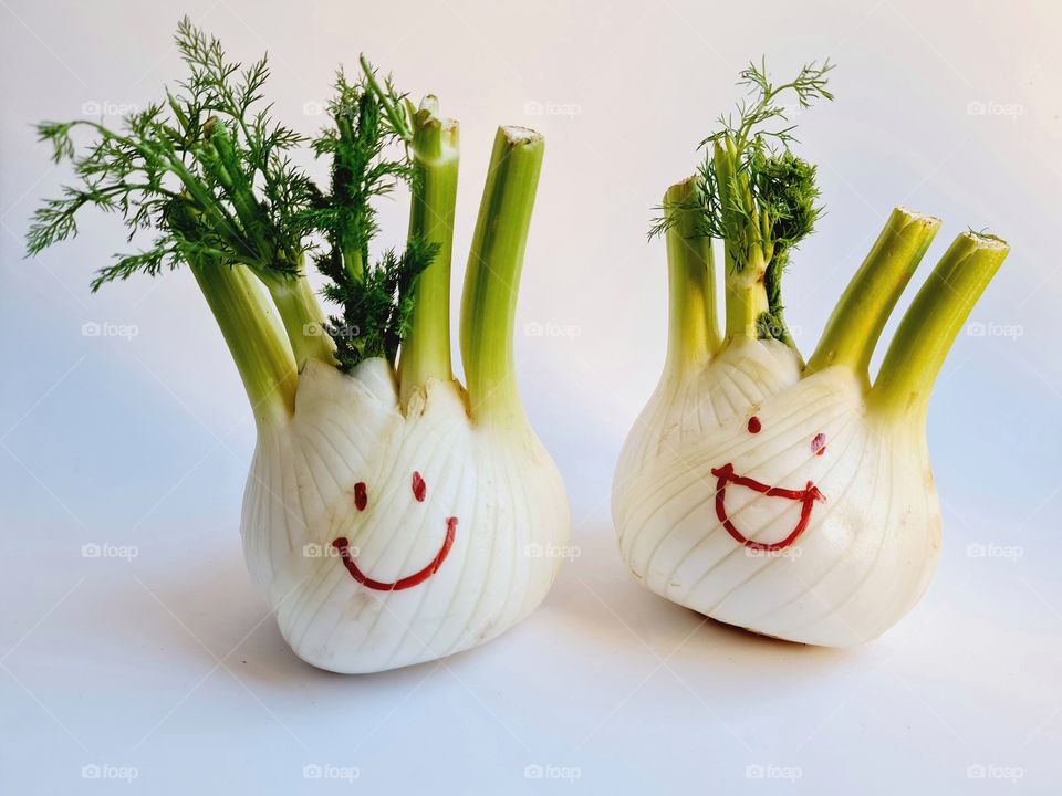 fennel with drawn eyes and smile