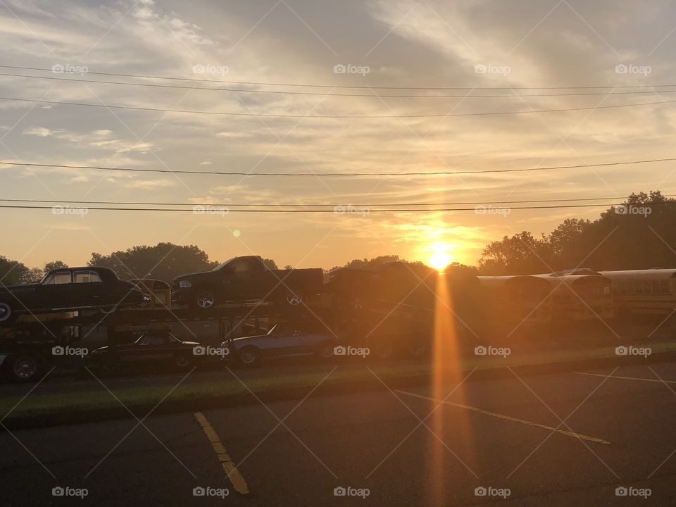 Sunrise in a parking lot