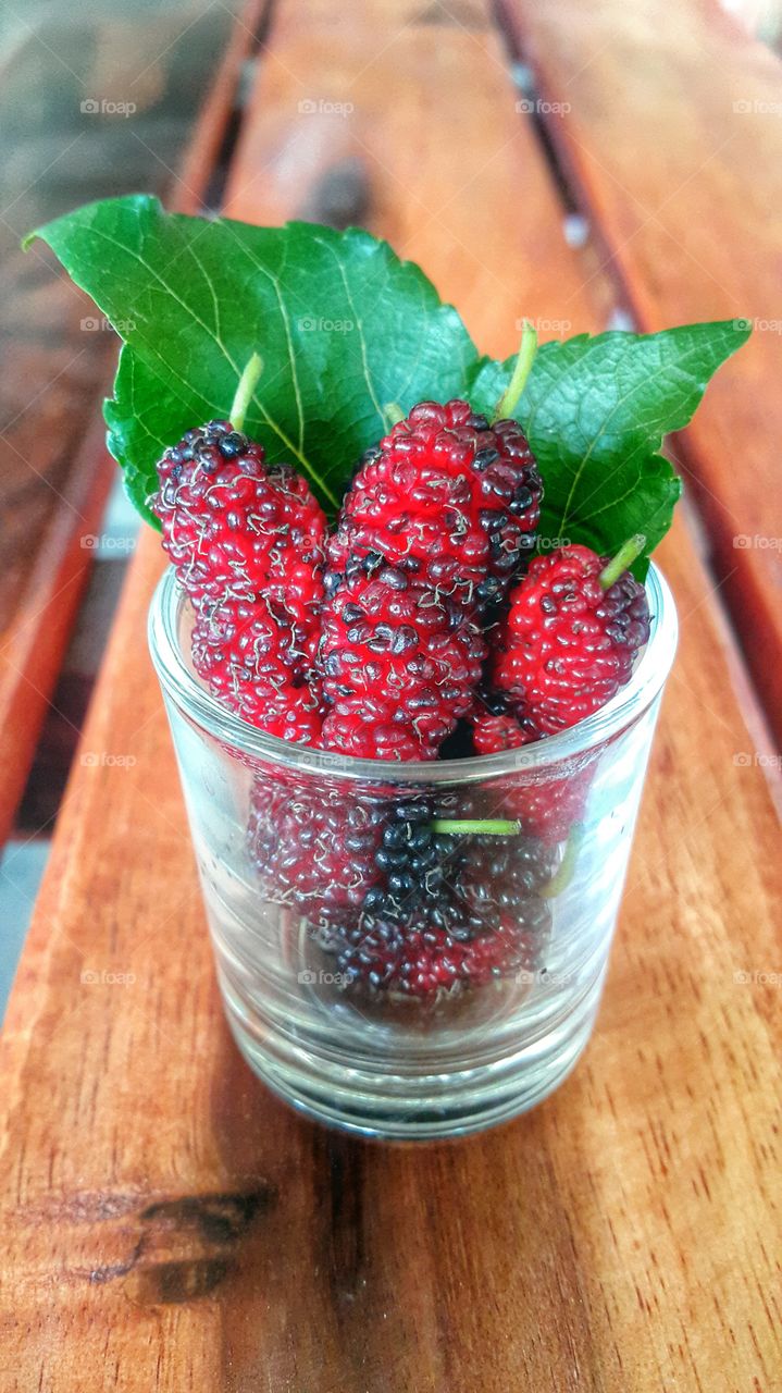 Mulberry in the glass. Mulberry ;  Summer fruit