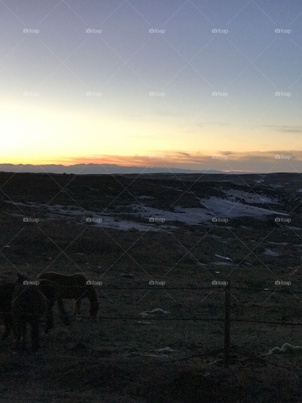 Wyoming winter sunset