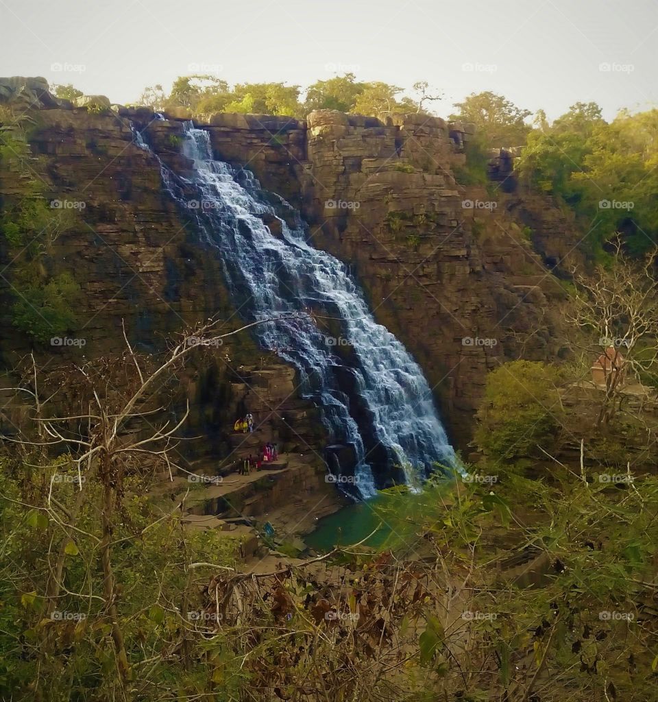 a beautiful waterfall scenery