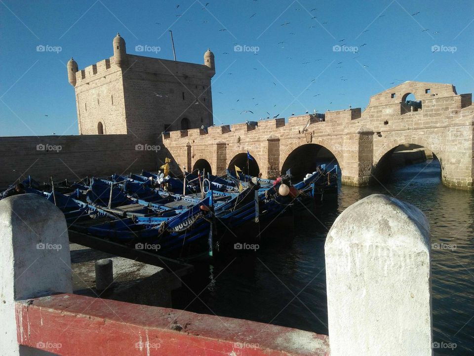 Ancient architecture:  monument at harbour in essaouira city in Morocco.