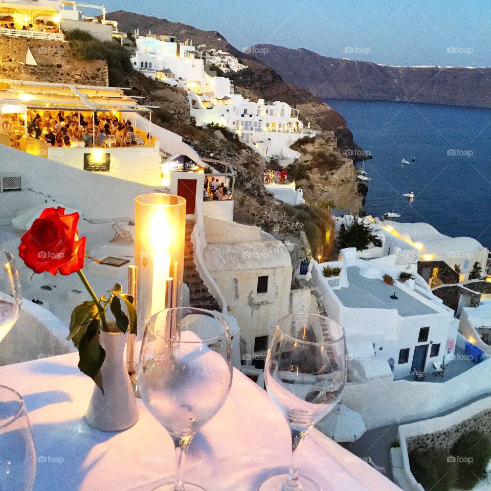 Dinner overlooking the Caldera