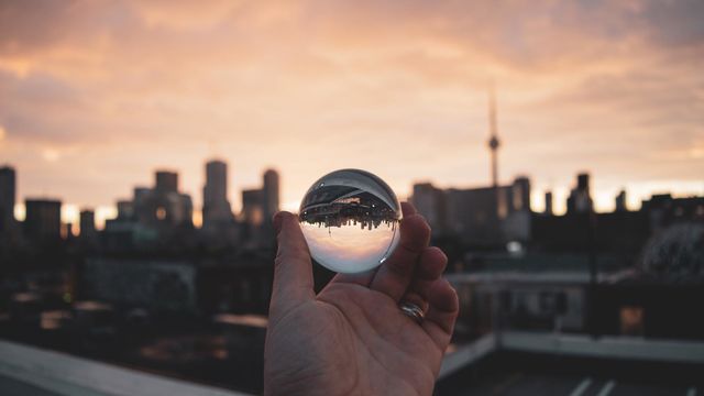 a beautiful view from a glass ball