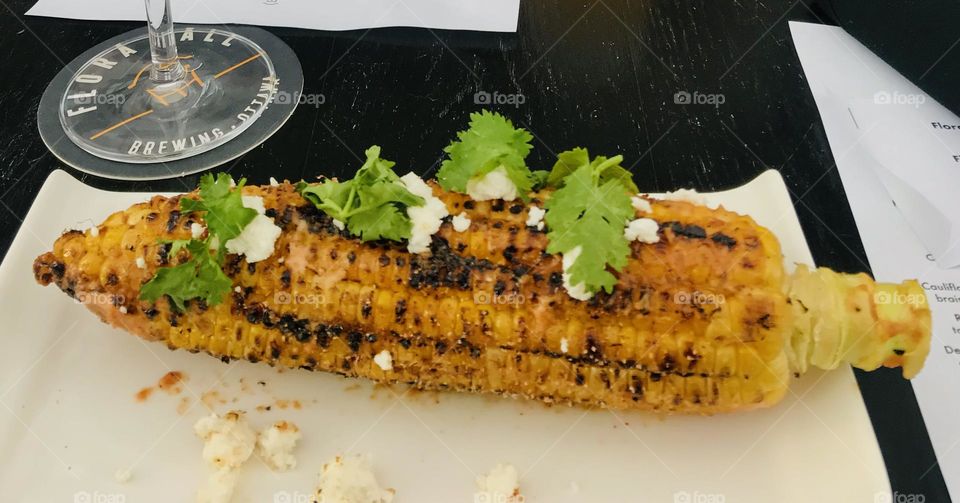 Mexican street corn at a local brewpub. 