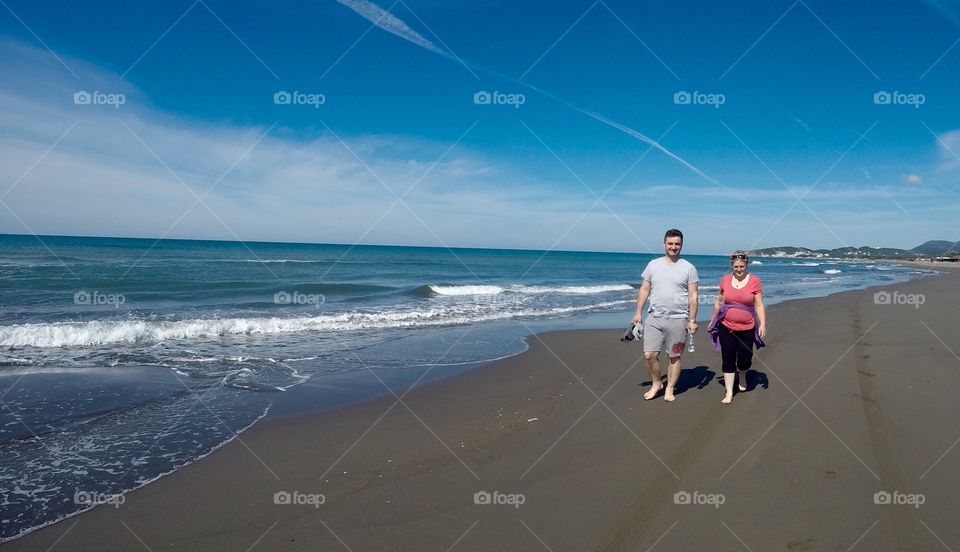 Walking down the beach