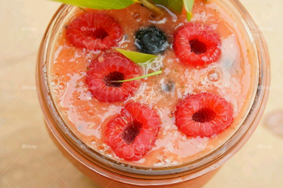 Fresh Fruit Smoothie - watermelon,  mints, lemon juice and oatmeal