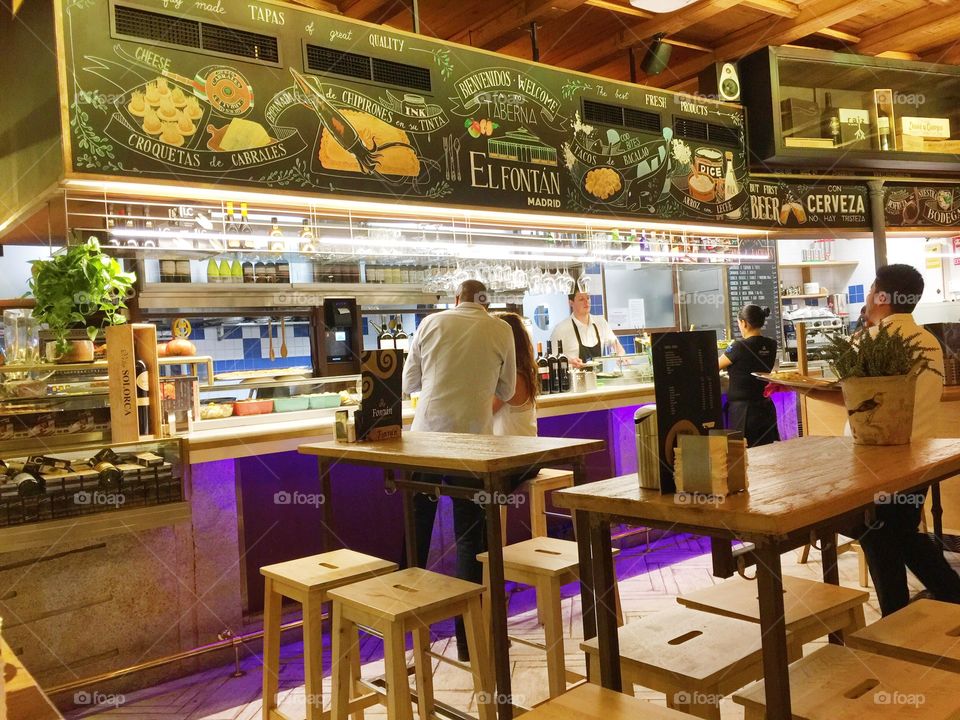 Interior of a restaurant in Spain 