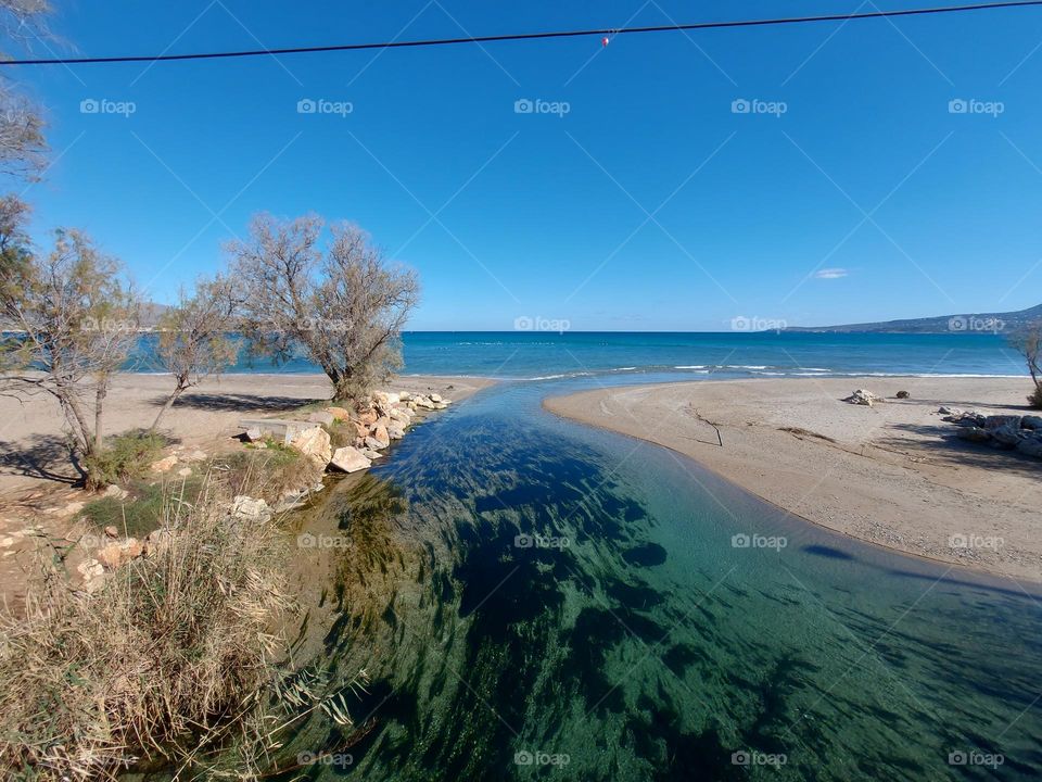 Crete sea and stream