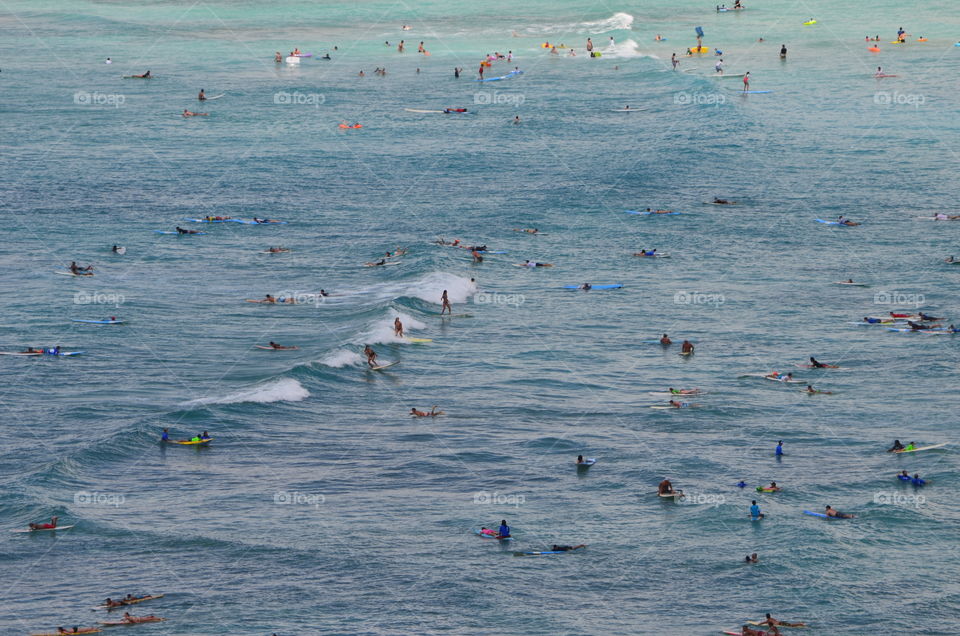 Surfing Traffic. Surfer's in Waikiki