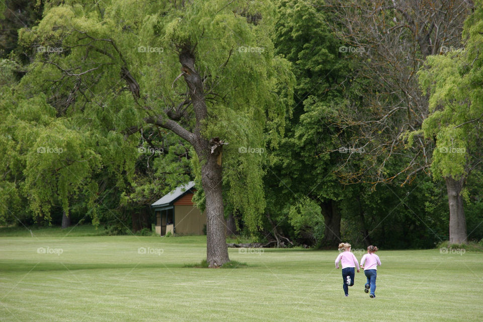 pink grass children play by kshapley