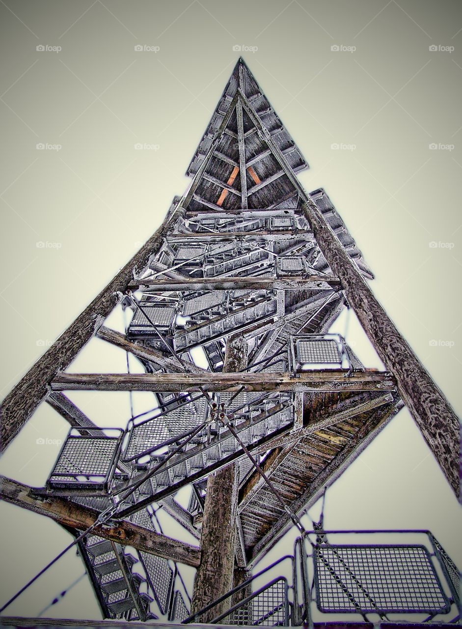 iced. a look-out in black forest in winter