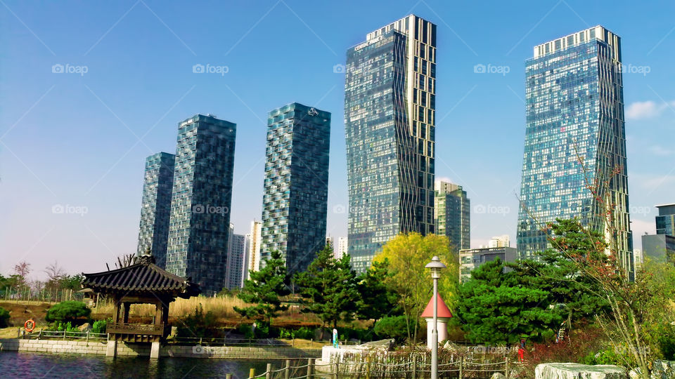 High building at Central Park of Incheon city. South Korea
