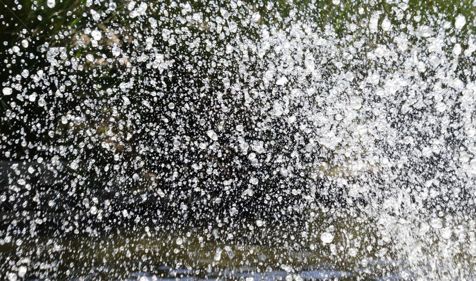water drops Frozen in Time from a fountain in a pond