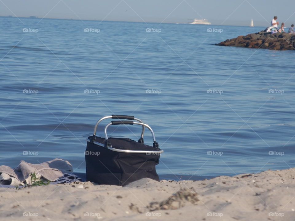 Picnic basket on the beach