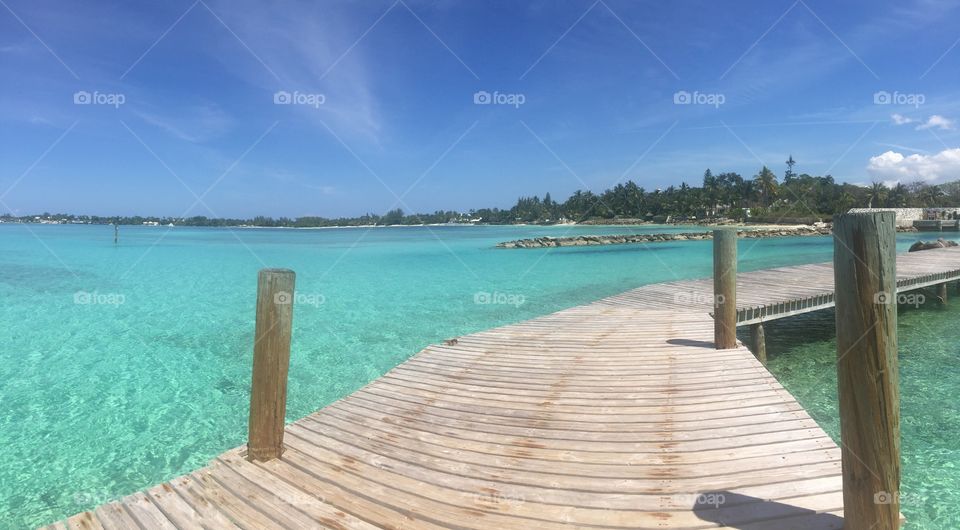 Dock panoramic in Bahamas 