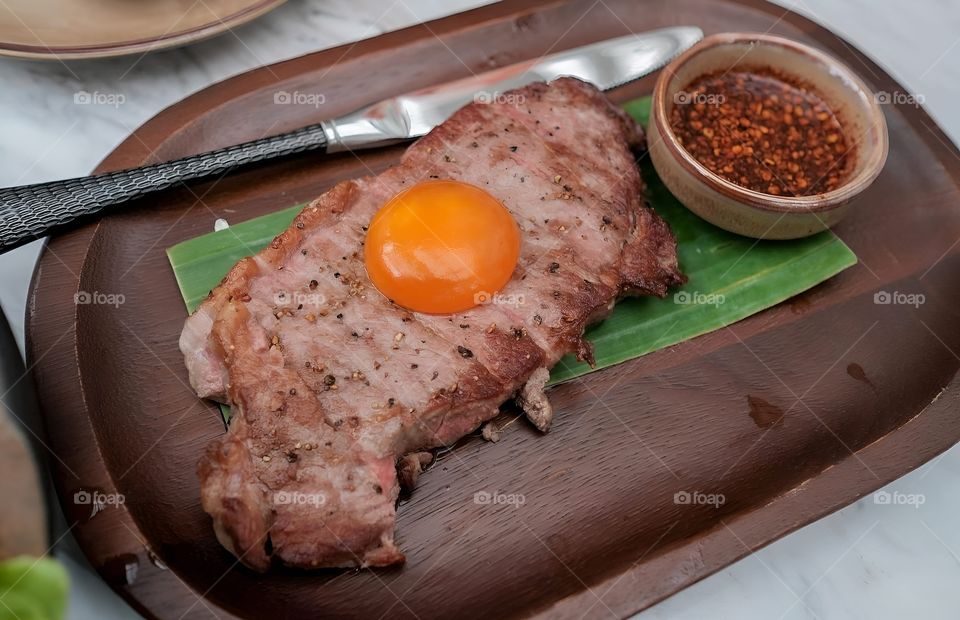 grill steak egg york meat