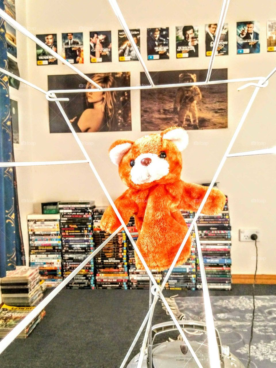 puppet shot through clothes drying rack !