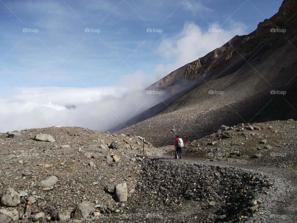 Thorong La pass - above the clouds. Taken on the Annapurna circuit