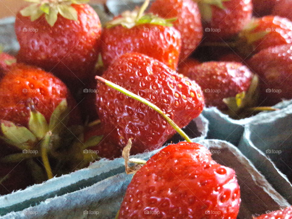 Strawberries in market for sale