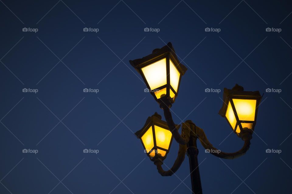 street light on blue sky . night shot .