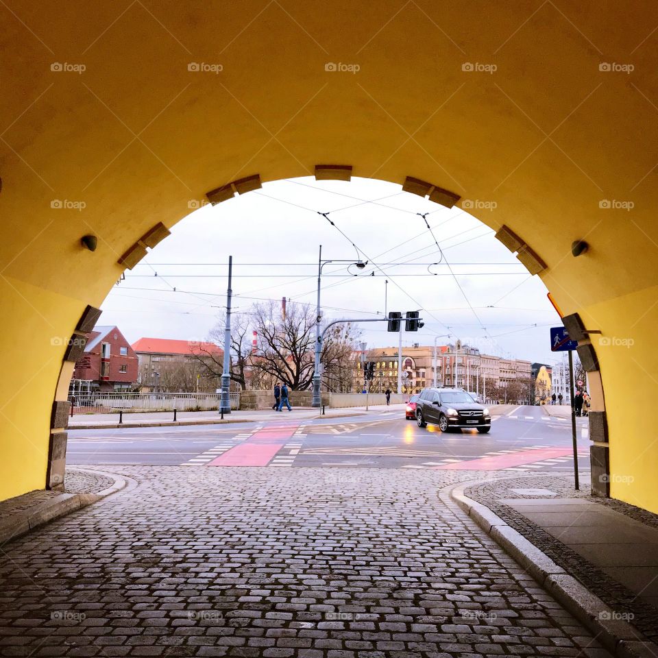 A view through an arch 