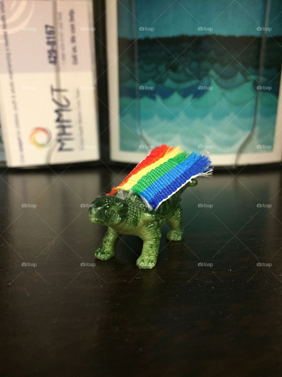 A small school project of a student’s toy sporting a rainbow Cape in support of the lgbt+ community 