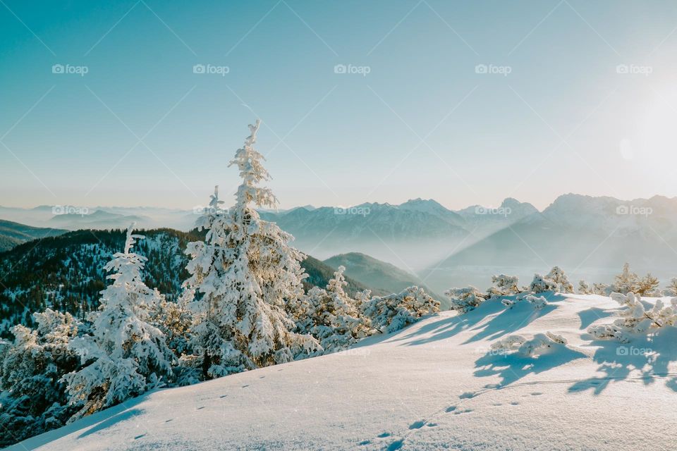 Sunny, winter morning in the Alps