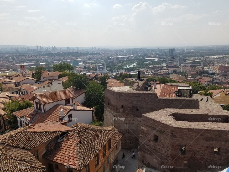 a view from the top of Ankara castle in Turkey