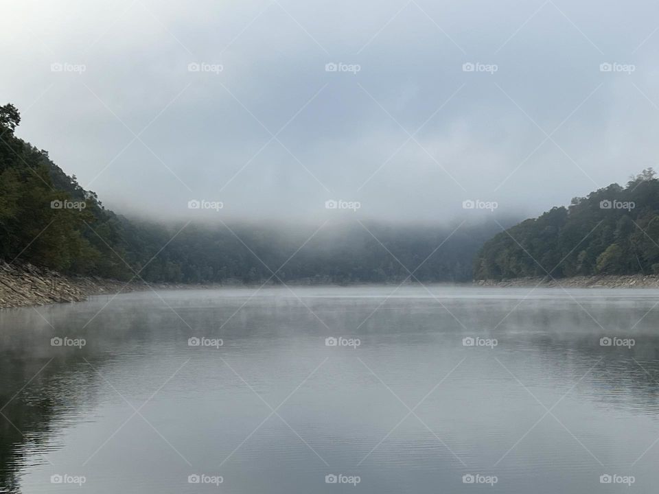 Foggy chilly morning on the dock