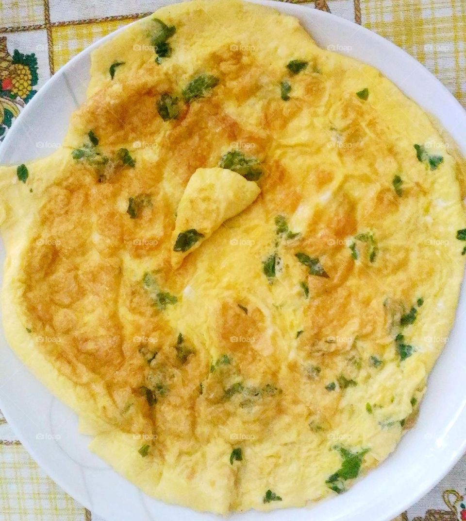 Homemade omelette with parseley