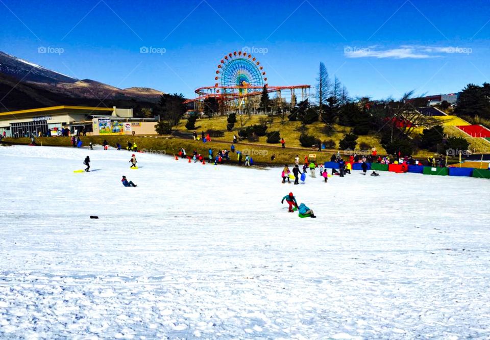 artificial snow, playing and enjoying with snow