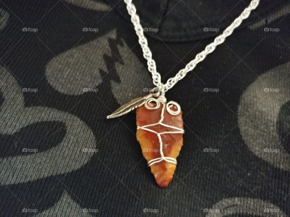 Authentic Arrowhead Tied In Silver Wire.