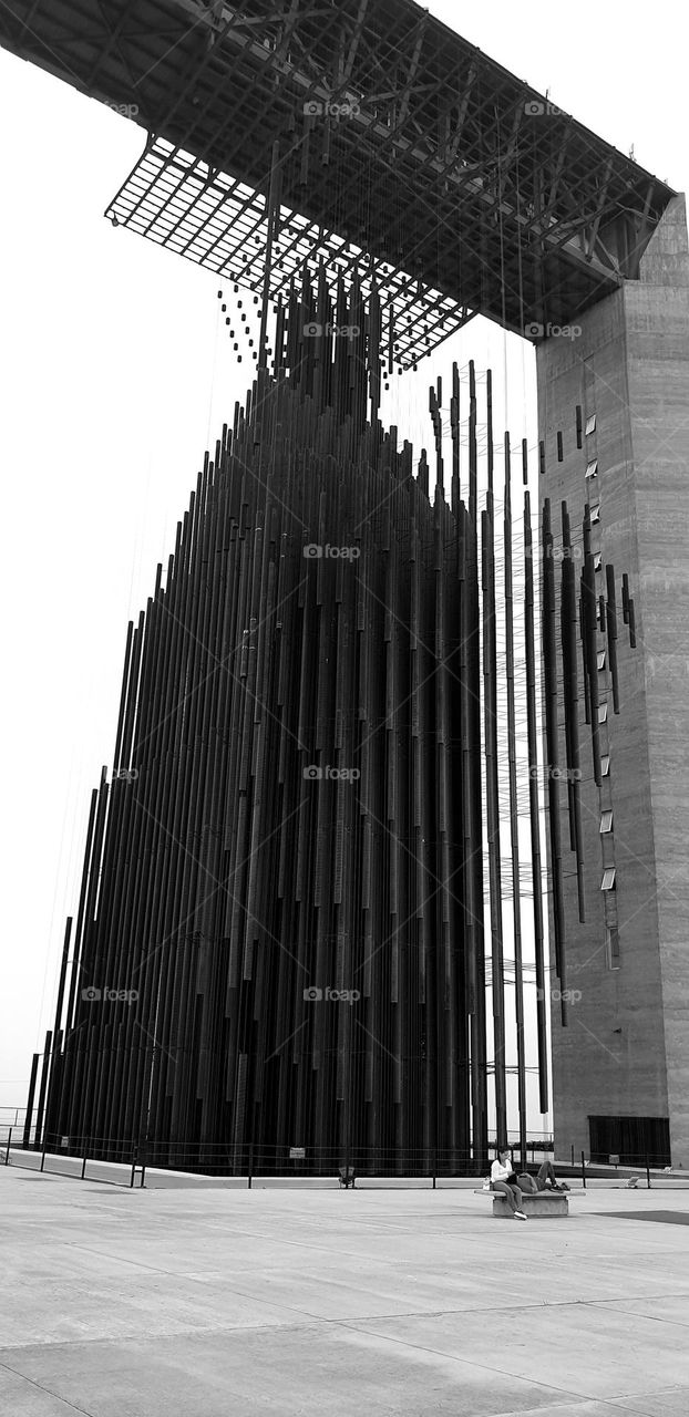 structure, Manto de Maria, Divina pastora, building Cement frame with several floors where you can see the landscape and the structure of the image of metal tubes where you can see the Virgin, the cane and the divine child