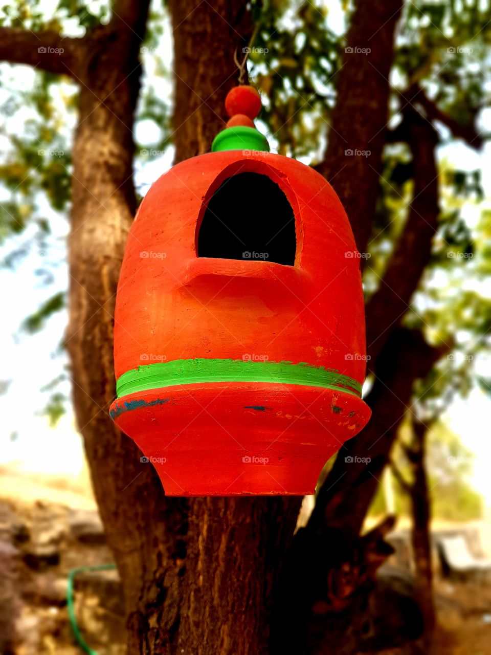 traditional  mug  hanging on the tree
