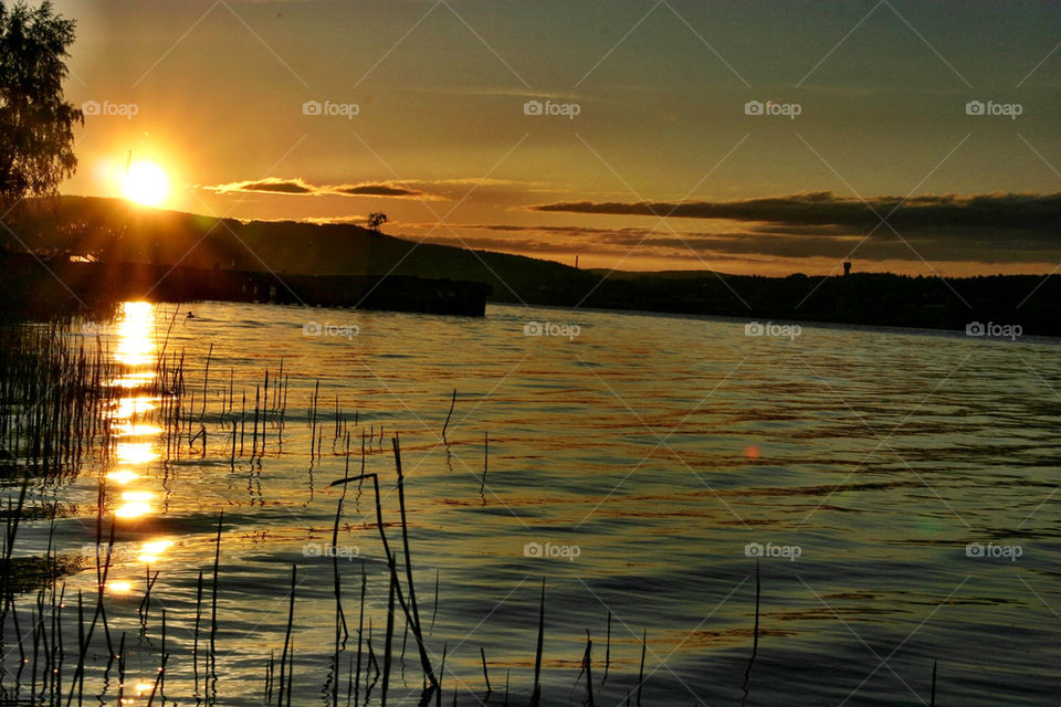 sunset orange pond water by ka71