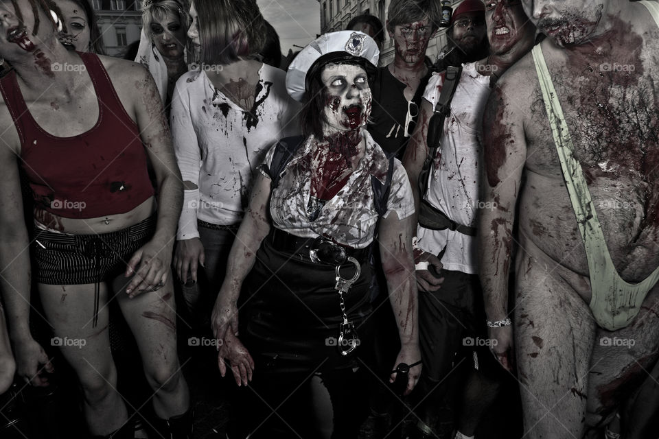 Zombie walk in Sweden. The undead took over the town of Malmö.