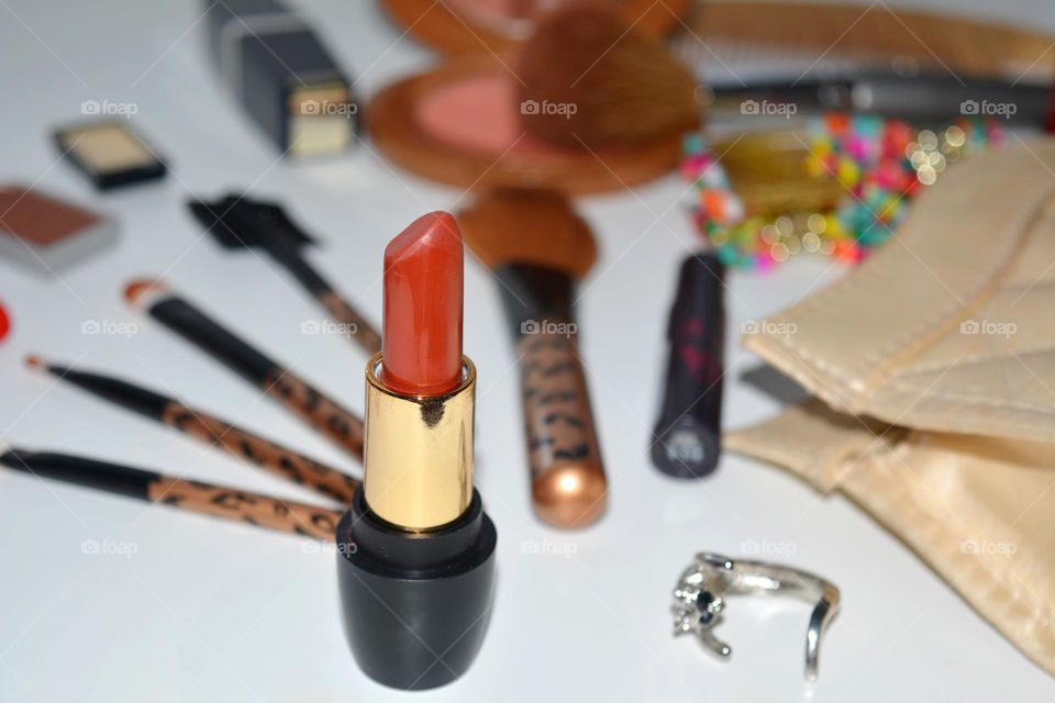 make up product woman accessories beauty lipstick and brush