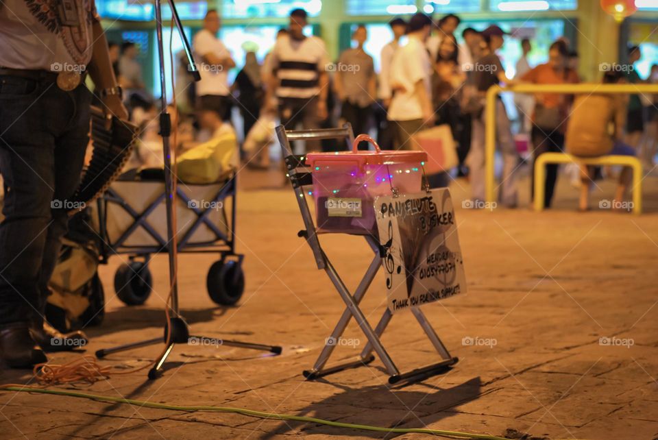 Pan Flute busker at Gaya Street Kota Kinabalu