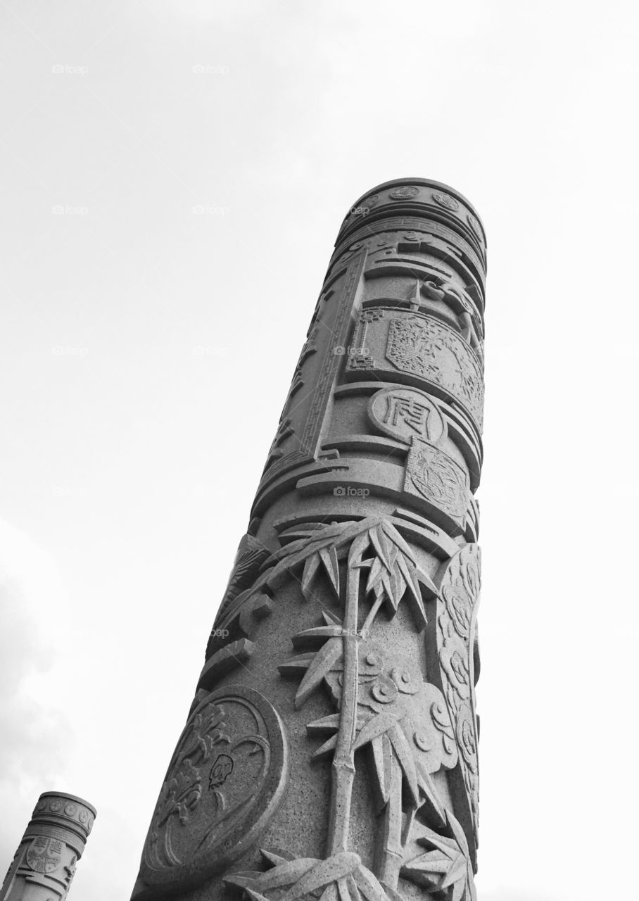 Carved Pillars at Yangtia Mountain in Shenzhen, China