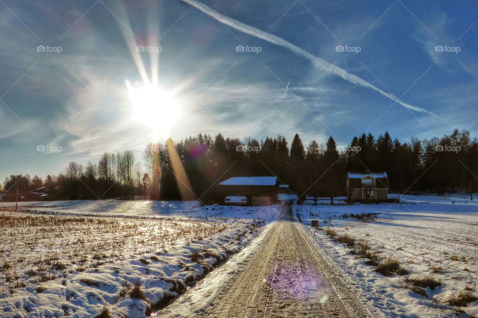 Sunrays a beautiful winterday