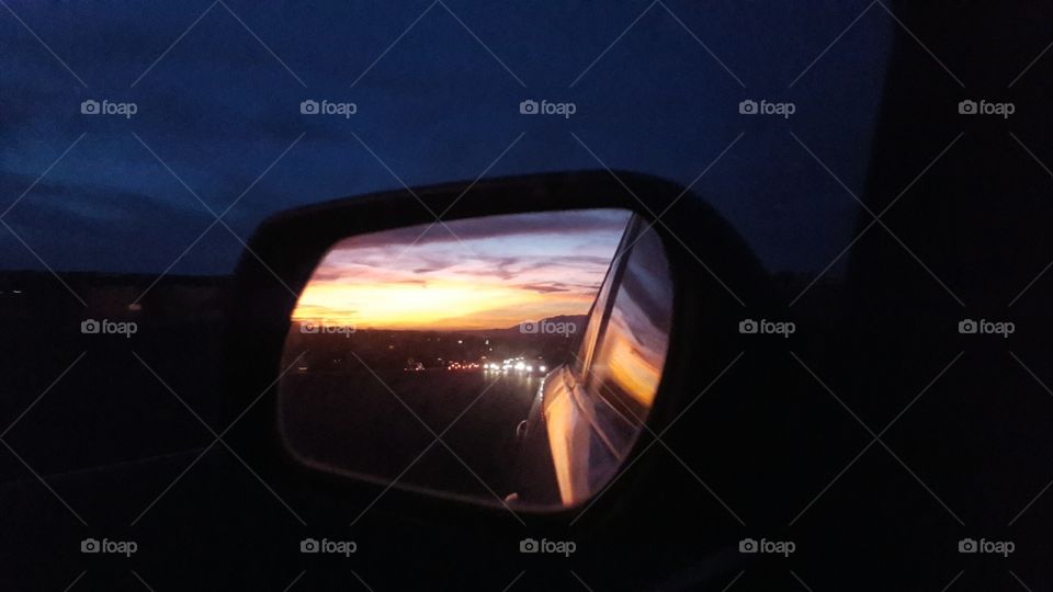 view from rear view mirror