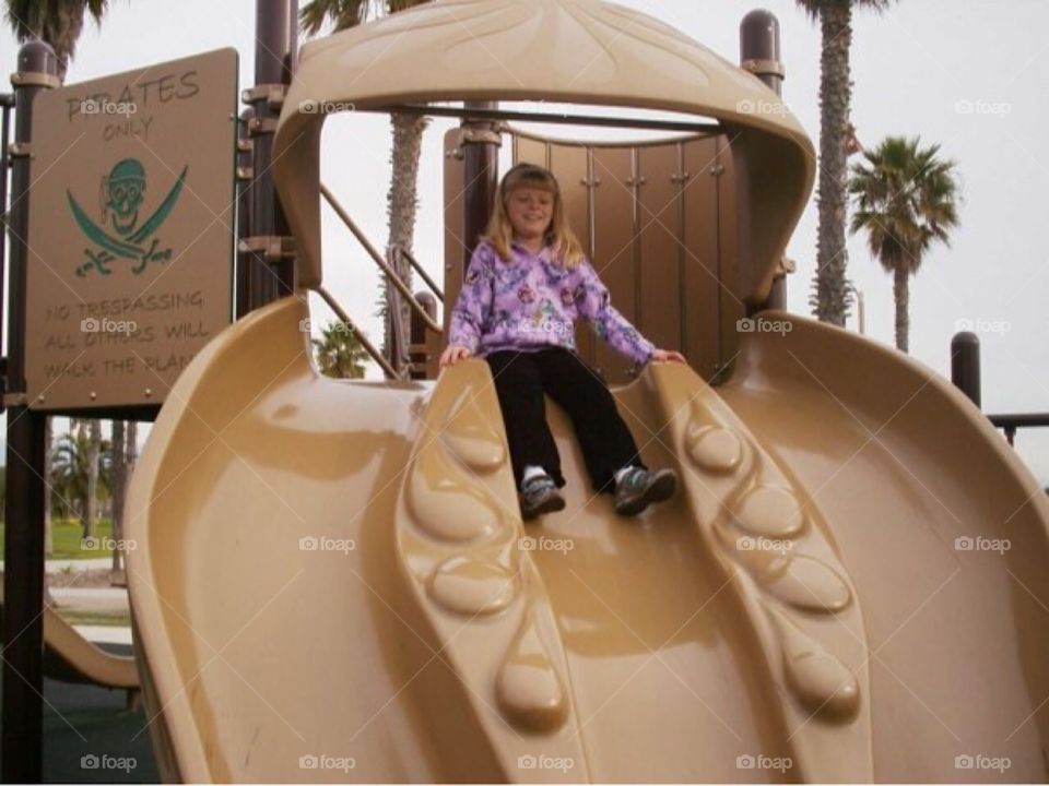 Unique slide at a park near Mandalay Bay In Ventura, CA