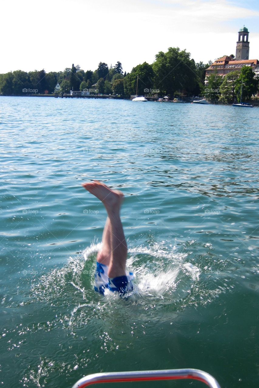 Diving into Lake Constance 