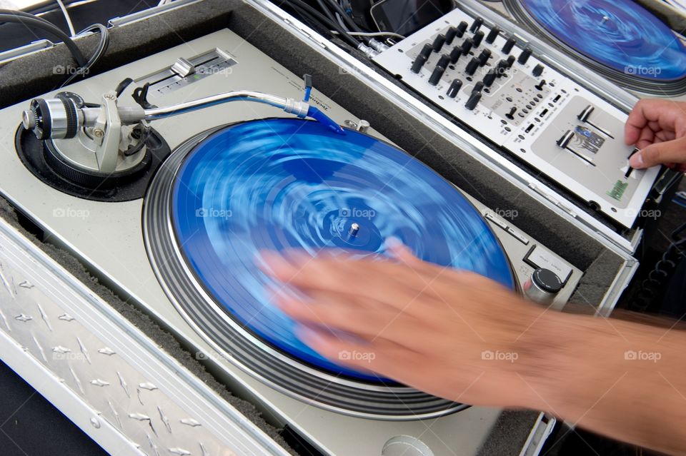 DJ spinning vinyl records