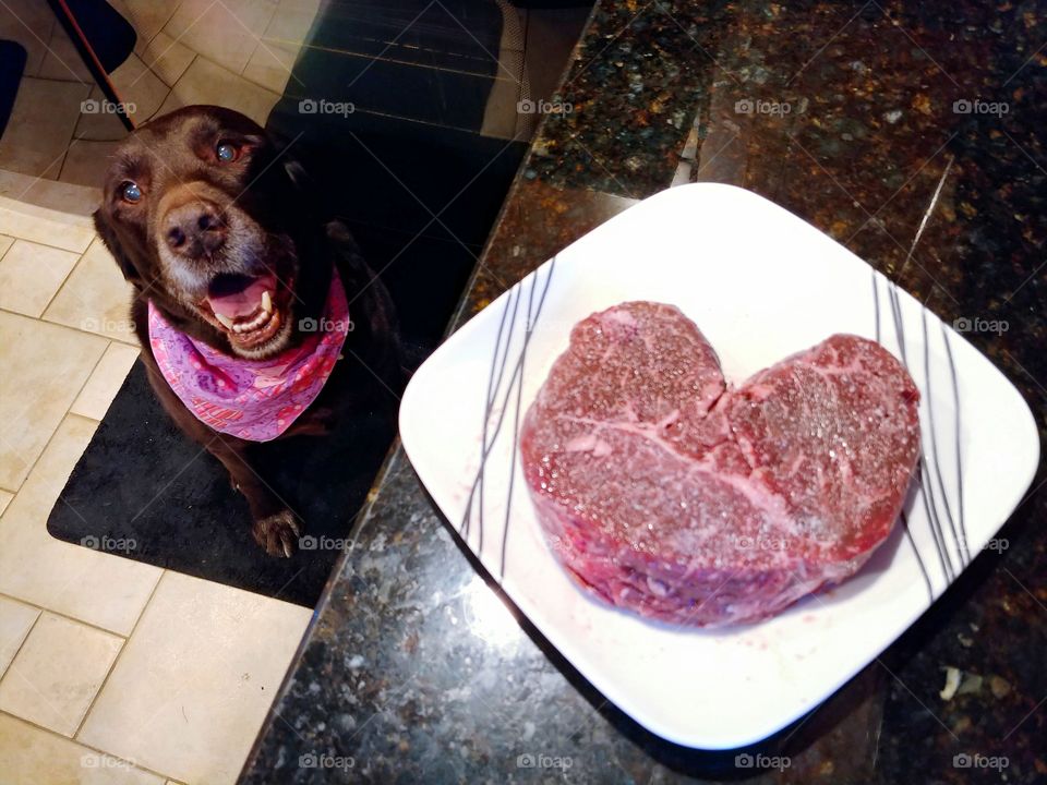 Heart shaped steak