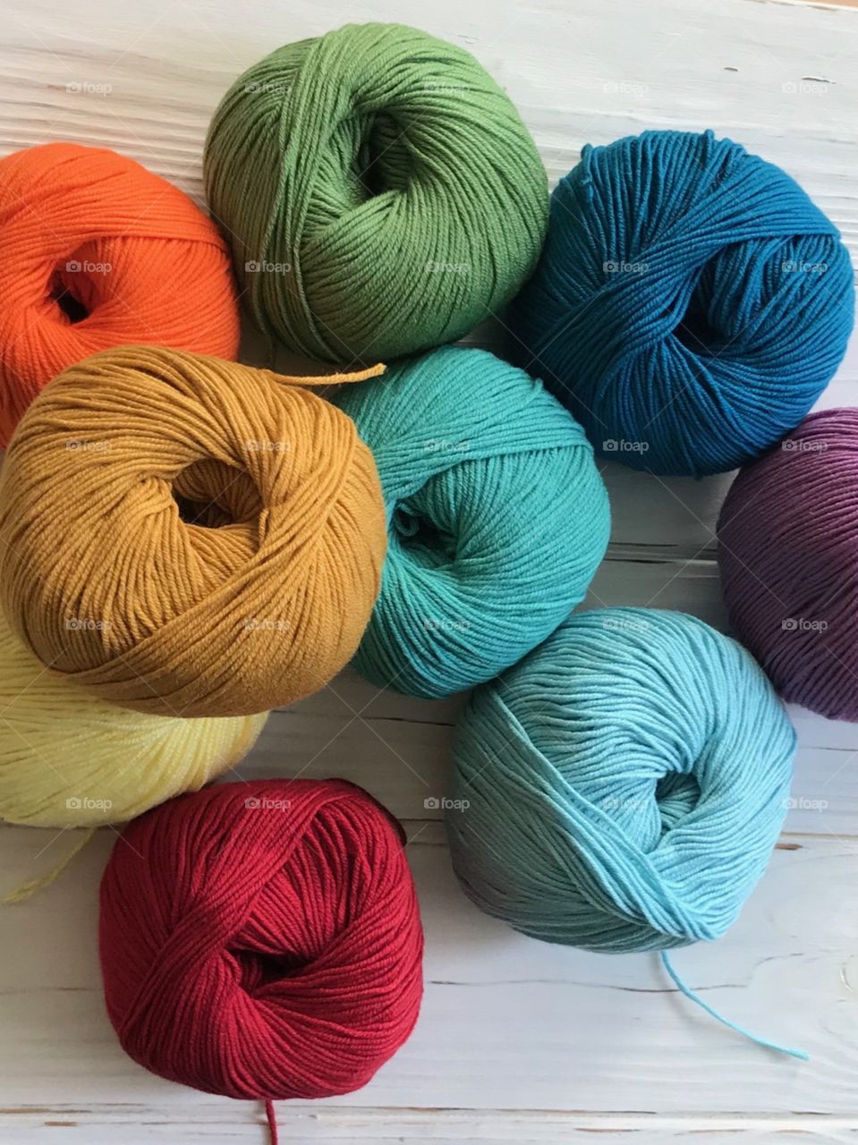 Selection of multicolored yarn balls